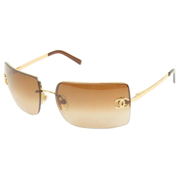 Chanel Gold Rimless Rhinestone Sunglasses - Picture 1 of 7